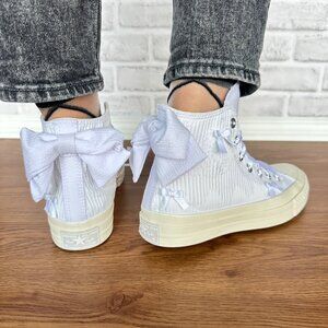 ❤️❤️Converse Chuck 70 Hi Bow Pleated 9 Women Shoes Elegant Sneaker White A15191C